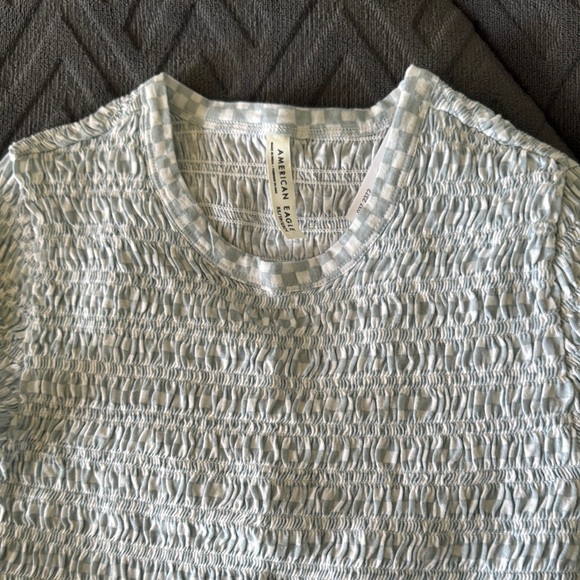 American Eagle Outfitters - White and blue Textured Women's Top - Picture 6 of 8